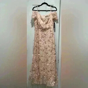R&M Richards 3D Floral Off The Shoulder Dress Size 12 New with Tags MOB‎ Bridal